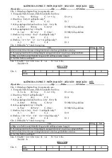 Kiểm tra 15 phút – Môn Đại số 7 – Bài só 3 – Học kì II – Đề 1