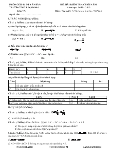 Kiểm tra cuối năm năm học: 2012 – 2013 - Toán 7