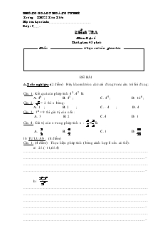 Kiểm tra môn: Đại số 7
