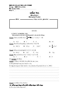 Kiểm tra môn: Đại số thời gian: 45 phút