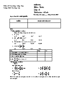 Kiểm tra môn: Toán lớp 6