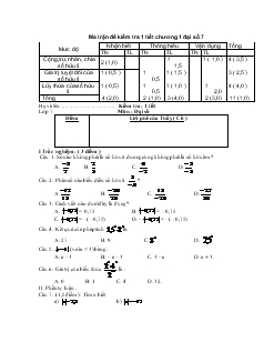 Ma trận đề kiểm tra 1 tiết chương 1 - Đại số 7