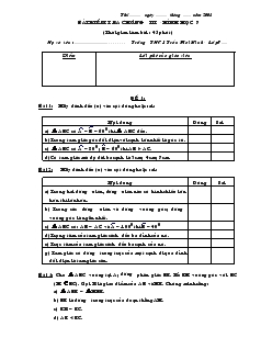 Bài kiểm tra chương III - Hình học 7