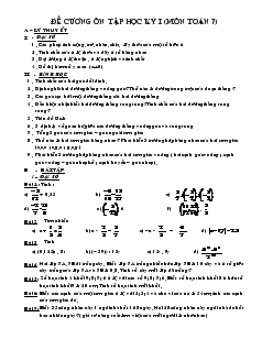 Đề cương ôn tập học kỳ I (môn Toán 7)