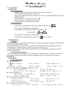 Đề cương ôn tập Toán 8 (học kỳ I năm học 2010-2011)