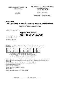 Đề thi chất lượng học kỳ II, năm học 2010 - 2011 môn Toán 7
