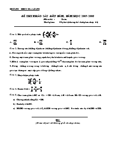 Đề thi khảo sát đầu năm, năm học 2007 - 2008