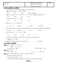 Đề thi lên lớp 7 năm học: 2009 - 2010