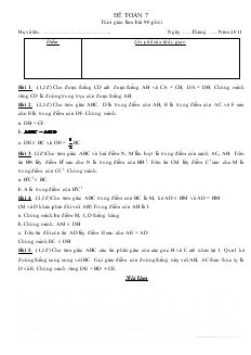 Đề Toán 7 - Thời gian làm bài 90 phút