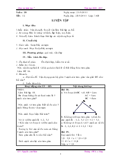 Giáo án hình học 7 - Tiết 52: Luyện tập