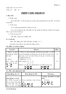 Giáo án Số học 6 - Tiết 78: Phép cộng phân số