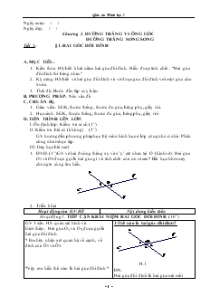 Giáo án Toán 7 - Hình học - Tiết 1 đến tiết 16