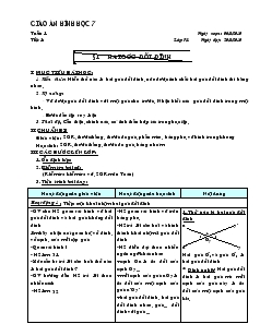 Giáo án Toán 7 - Hình học - Tiết 1: Hai góc đối đỉnh