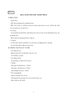 Giáo án Toán 7 - Hình học - Tiết 20 - Bài 2: Hai tam giác bằng nhau