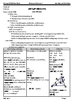 Giáo án Toán 7 - Hình học - Tiết 31: Ôn tập học kỳ I (Tiếp) - Trường THCS Hoà Bình