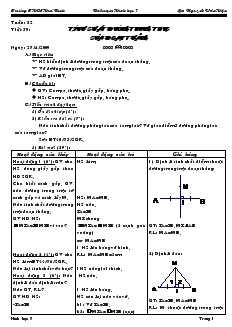 Giáo án Toán 7 - Hình học - Tiết 59 : Tính chất đường trung trực của đoạn thẳng - Trường THCS Hoà Bình