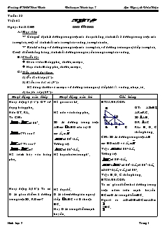Giáo án Toán 7 - Hình học - Tiết 62: Luyện tập - Trường THCS Hoà Bình