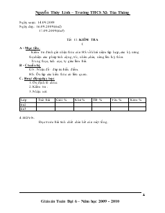 Giáo án Toán học 6 - Tiết 15: Kiểm tra