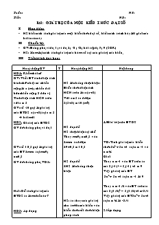Giáo án Toán học 7 - Giá trị của một biểu thức Đại Số