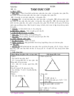 Giáo án Toán học 7 - Tiết 35: Tam giác cân