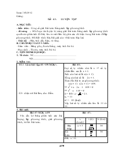 Giáo án Toán học 9 - Tiết 65, 66