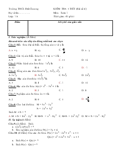 Kiểm tra 1 tiết (bài số 6) môn: Toán 7