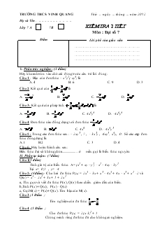 Kiểm tra 1 tiết môn: Đại số 7