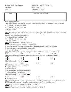 Kiểm tra 1 tiết môn: Toán 7