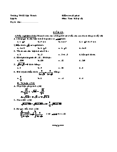 Kiểm tra 45 phút Môn: Toán 9 (Đại số)