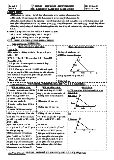 Giáo án Toán 7 - Hình học - Tuần 13 - Tiết 25: Trường hợp bằng nhau thứ hai của tam giác cạnh-Góc-canh (c.g.c)