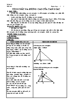 Giáo án Toán học 7 - Kỳ II - Tiết 66: Tính chất ba đường cao của tam giác