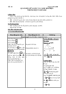Giáo án Toán học 7 - Tiết 48: Quan hệ giữa góc và cạnh đối diện trong một tam giác