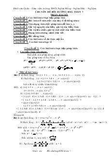 Chuyền đề bồi dưỡng học sinh giỏi Toán 7