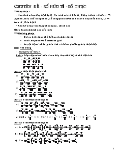 Chuyên đề Số hữu tỉ - Số thực