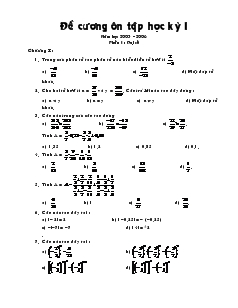 Đề cương ôn tập học kỳ I Năm học 2005 – 2006 Phần I: Đại số