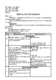 Giáo án Toán học 7 - Tiết 18: Tổng ba góc của tam giác
