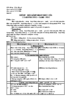 Giáo án Toán học 7 - Tiết 28: Trường hợp bằng nhau thứ 3 của 2 tam giác góc – cạnh - Góc