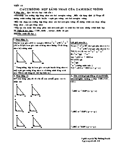 Giáo án Toán học 7 - Tiết 40: Các trường hợp bằng nhau của tam giác vuông
