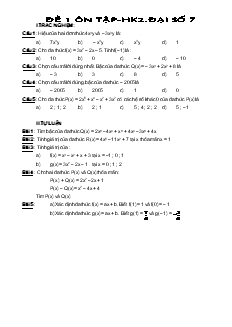 Đề 1: Ôn tập - Học lỳ II - Đại số 7