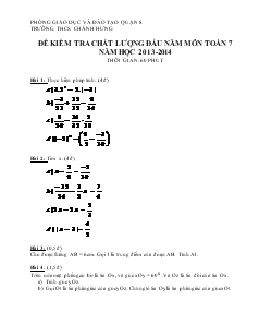 Đề kiểm tra chất lượng đầu năm môn Toán 7 năm học 2013 - 2014 thời gian: 60 phút