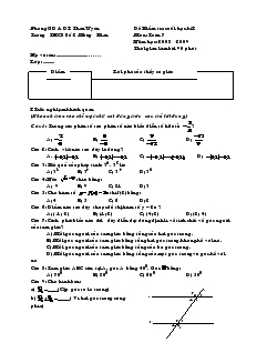Đề Kiểm tra cuối học kì I Môn: Toán 7 - Năm học: 2008 - 2009