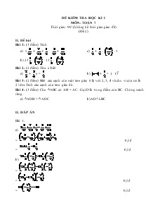 Đề kiểm tra học kì I môn: Toán 7