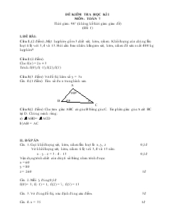 Đề kiểm tra học kì I môn: Toán 7