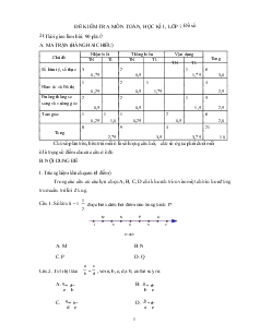 Đề kiểm tra môn Toán, học kì I, lớp 7