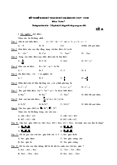 Đề thi đề nghị kỳ thi học kỳ II - Năm học: 2007 – 2008 môn: Toán 7