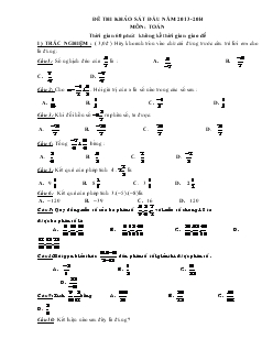 Đề thi khảo sát đầu năm 2013 - 2014 môn: Toán