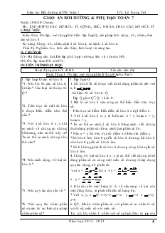 Giáo án bồi dưỡng và phụ đạo Toán 7