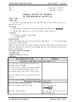 Giáo án Đại số 7 – Học kỳ I - Trường THCS Phan Đình Phùng