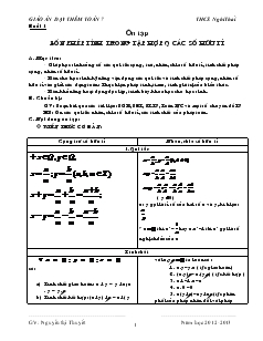 Giáo án dạy thêm Toán 7 - Buổi 1 đến buổi 12