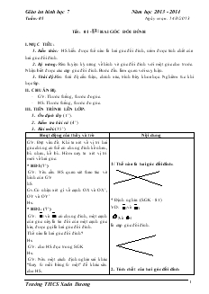 Giáo án hình học 7 - Năm học 2013 - 2014